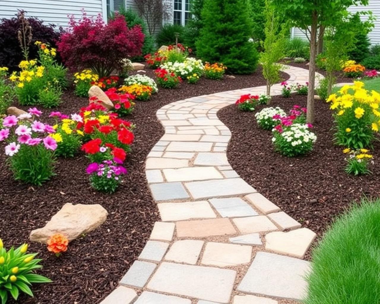 Stone Pathway & Garden Beds